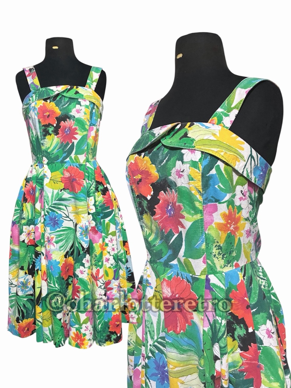 60s vtg Lanz Floral Sundress w Pockets